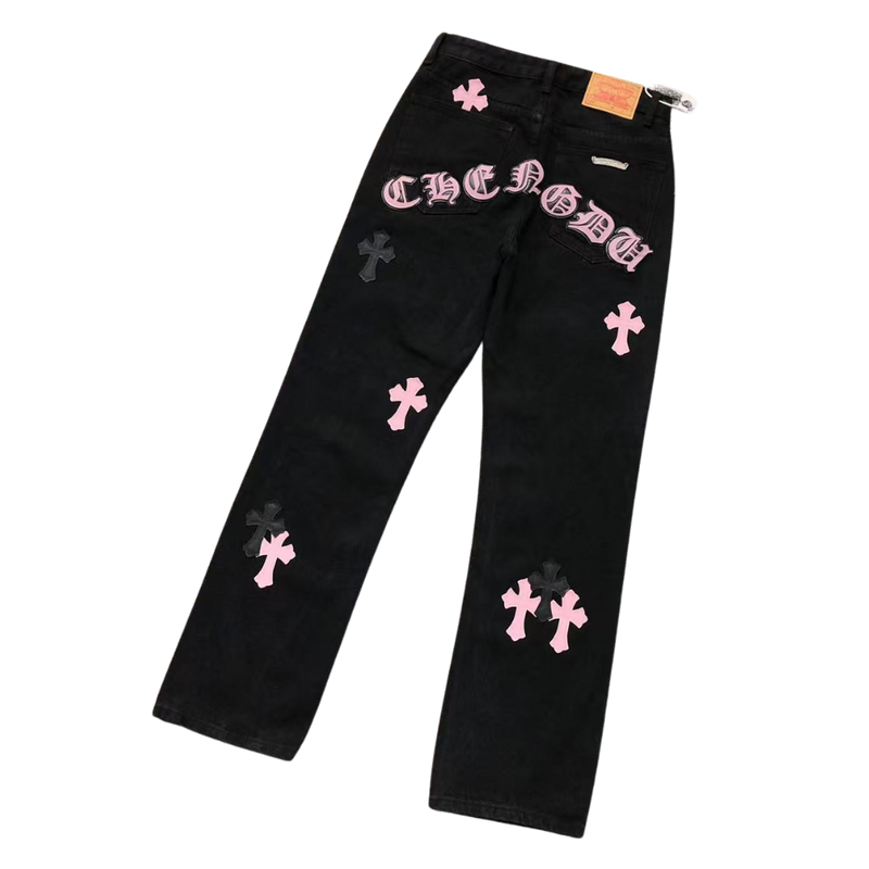 Calça Chrome Hearts "Pink Black"