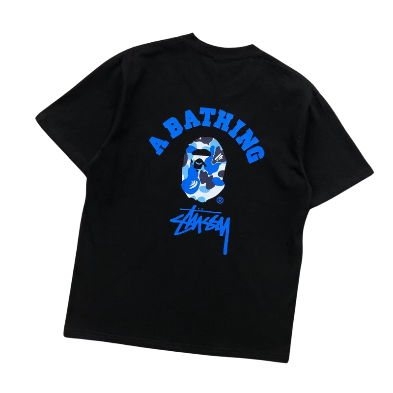 Camiseta Bape × Stussy "Blue Camo"