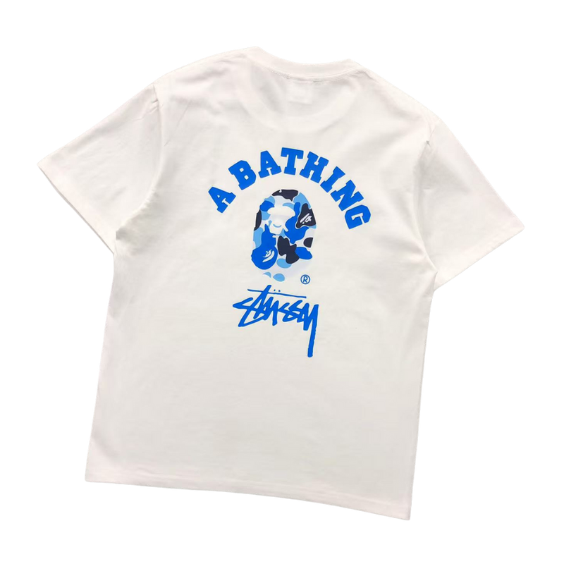 Camiseta Bape × Stussy "Blue Camo"