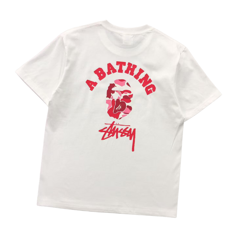 Camiseta Bape × Stussy "Pink Camo"